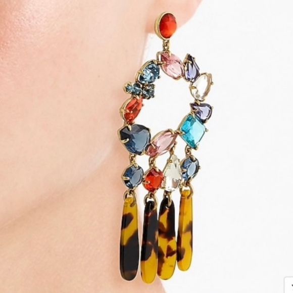 J. Crew Jewelry - JCREW MULTI-STONE & TORTOISE STATEMENT EARRINGS BNWT & DUST BAG